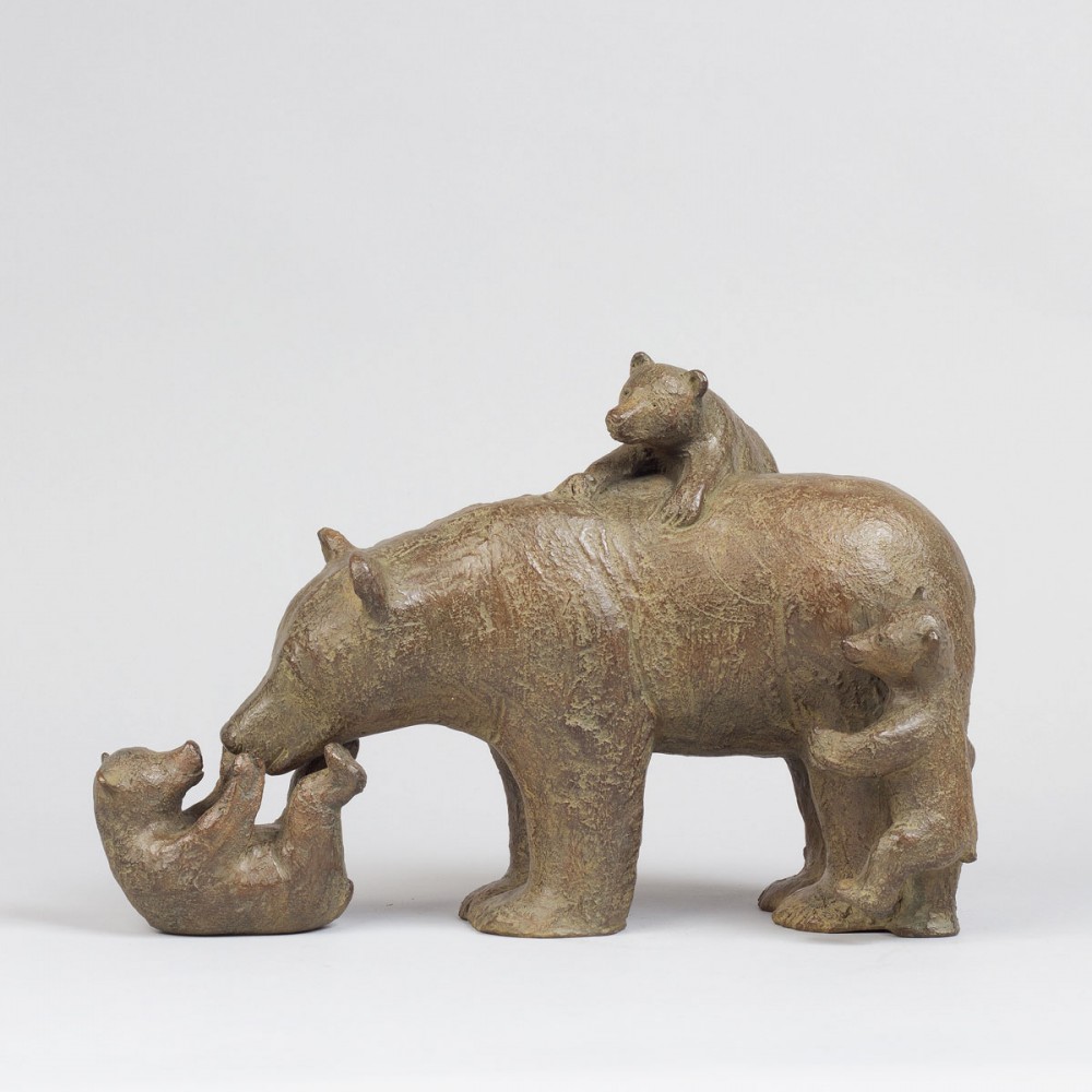 Trois oursons, sculpture animalière bronze ours de Sophie Verger