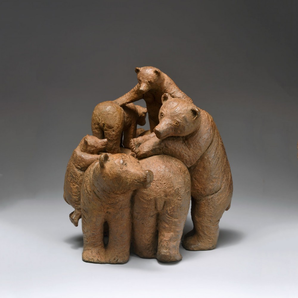 Nid d'ours, sculpture animalière bronze ours de Sophie Verger