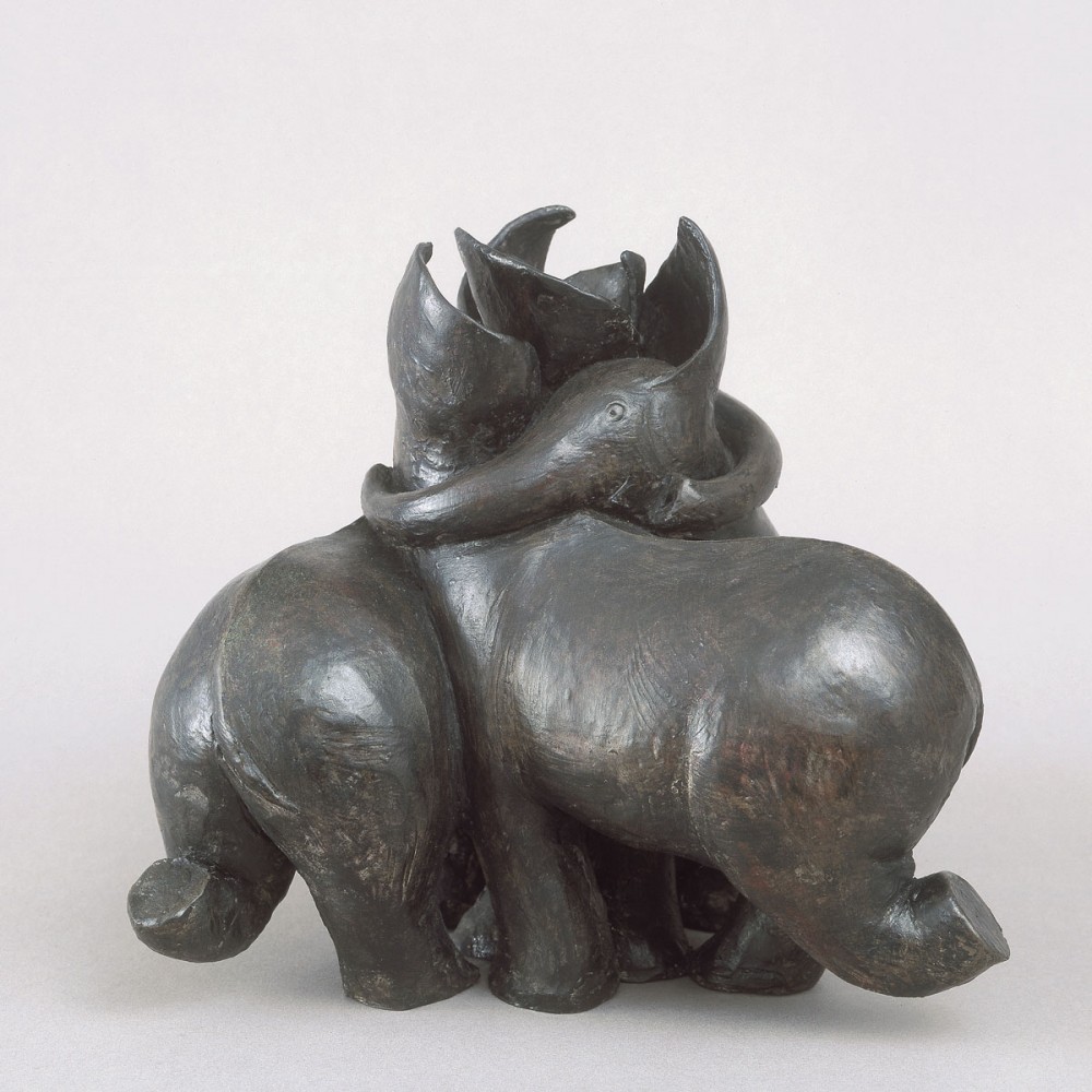 Eléphants fleur, sculpture animalière bronze éléphant de Sophie Verger