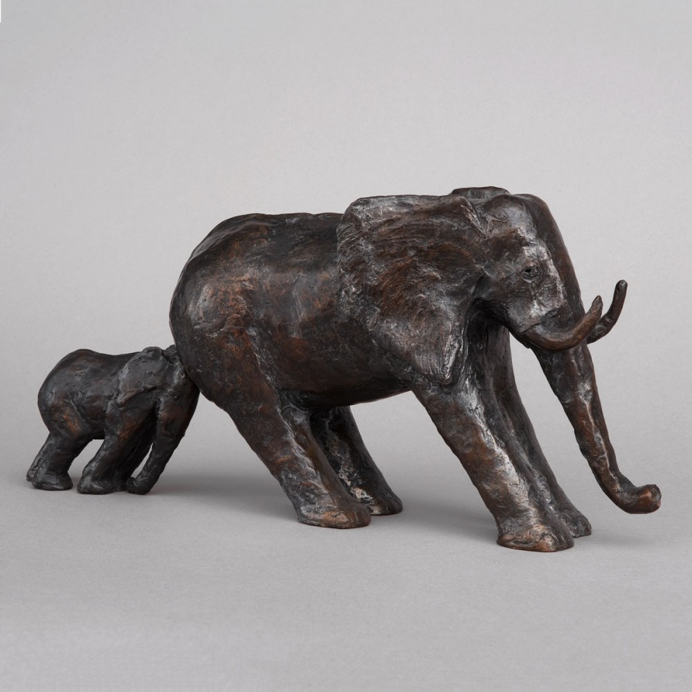 Opposition, sculpture animalière bronze éléphant de Sophie Verger
