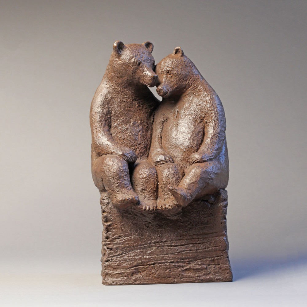 Les fiancés, sculpture animalière bronze ours de Sophie Verger