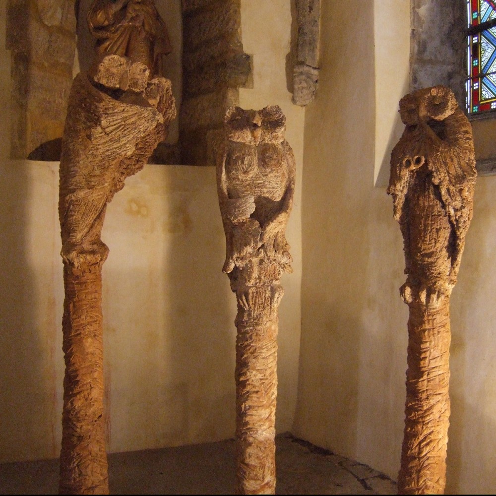 Trois chouettes musiciennes, sculpture animalière terre chouette de Sophie Verger