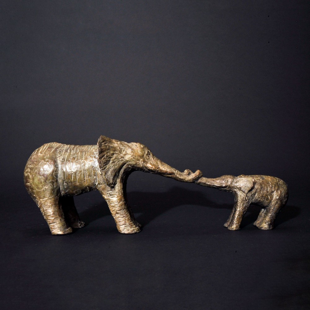 Le jeu de la corde version 1, sculpture animalière bronze éléphant de Sophie Verger