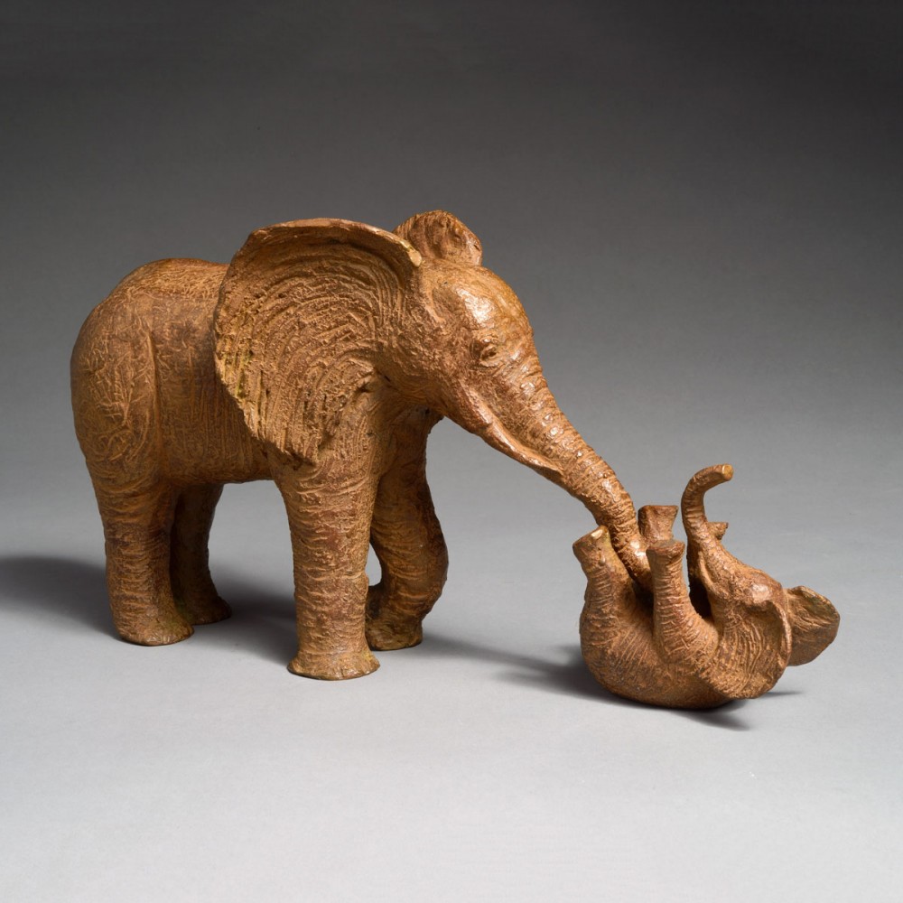 Le jeu, sculpture animalière bronze éléphant de Sophie Verger