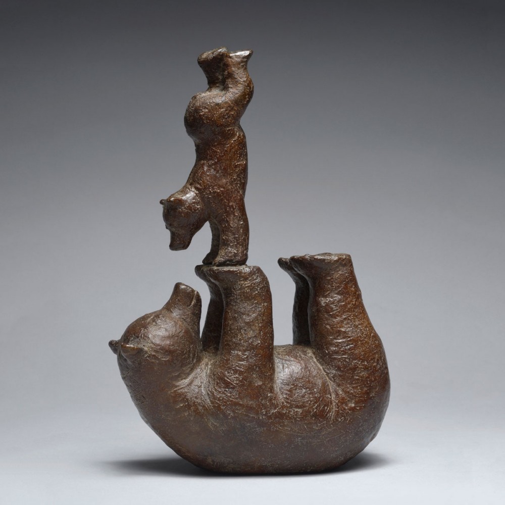 Exercice, sculpture animalière bronze ours de Sophie Verger