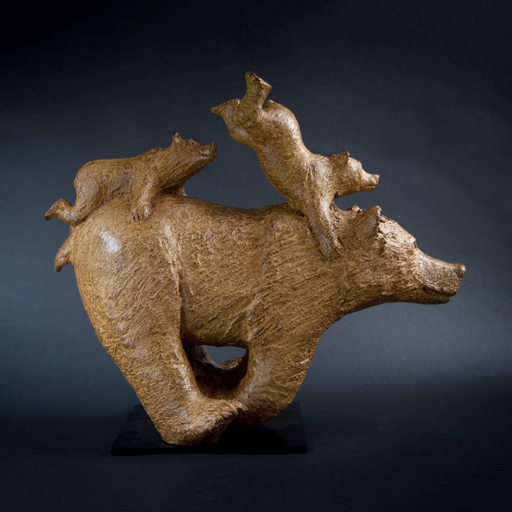 Grand Quickly, sculpture animalière bronze ours de Sophie Verger