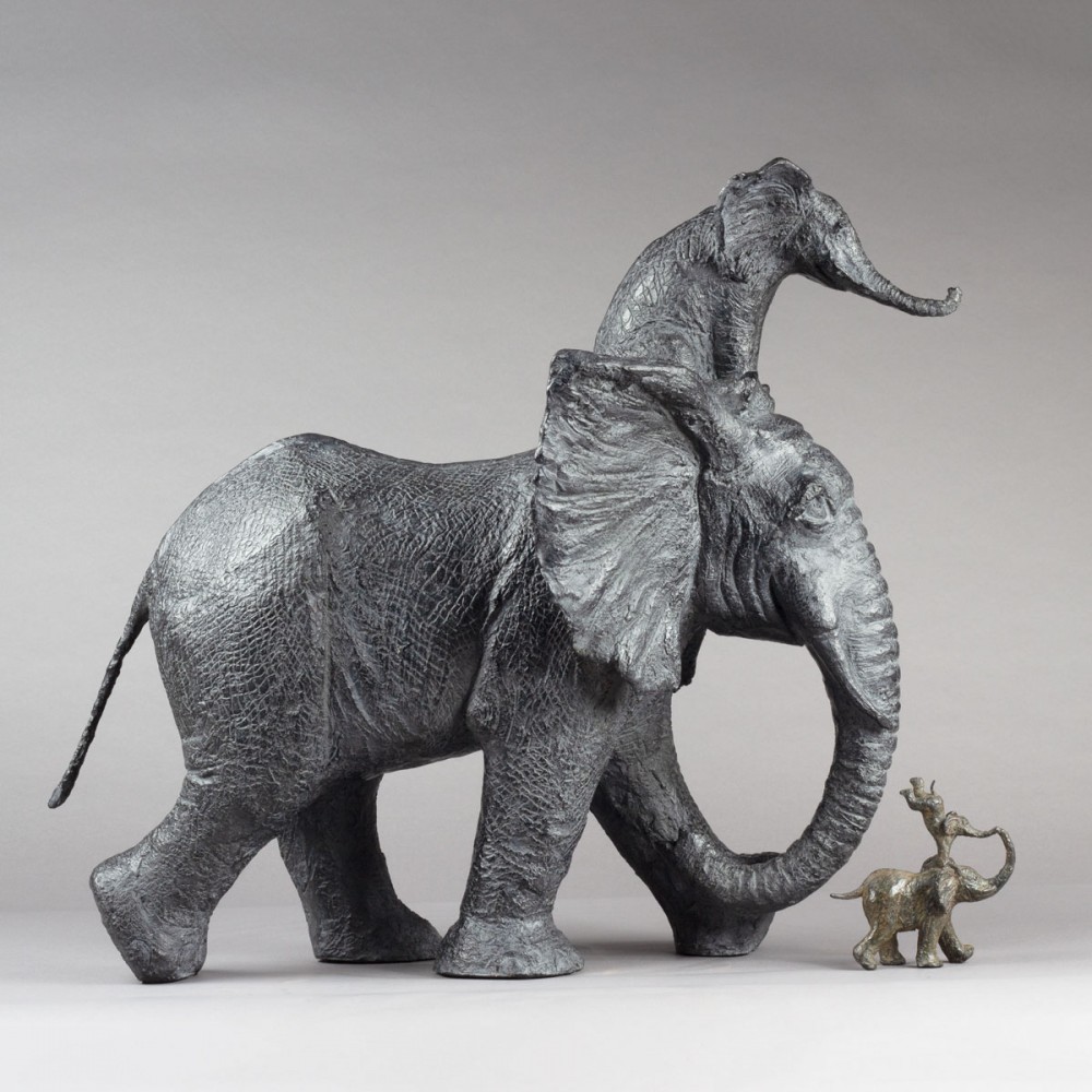Grand Mahout, sculpture animalière bronze éléphant de Sophie Verger