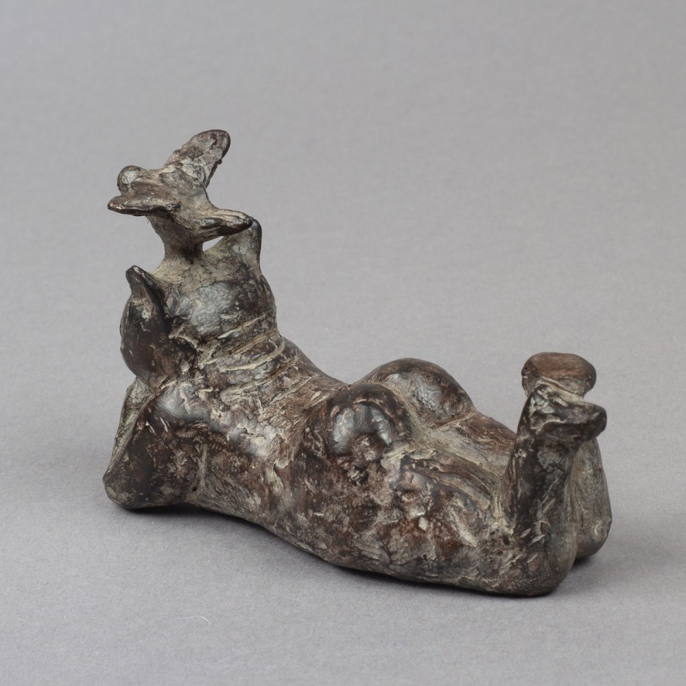 Chat et oiseau, sculpture animalière bronze chat et oiseau de Sophie Verger détail dos