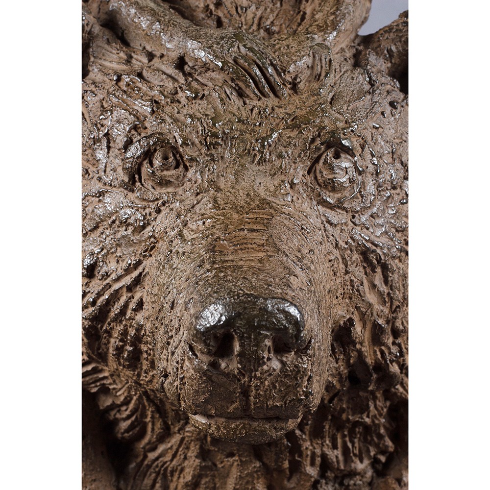 Zoom regard  sculpture bronze Père et fille, statue animalière bronze ours et enfant de Sophie Verger