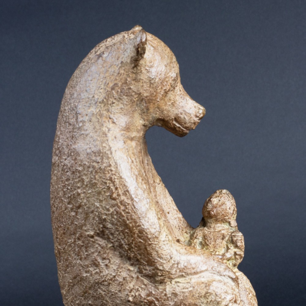 La fille de Lokis, sculpture animalière bronze éléphant et enfant de Sophie, profil droit