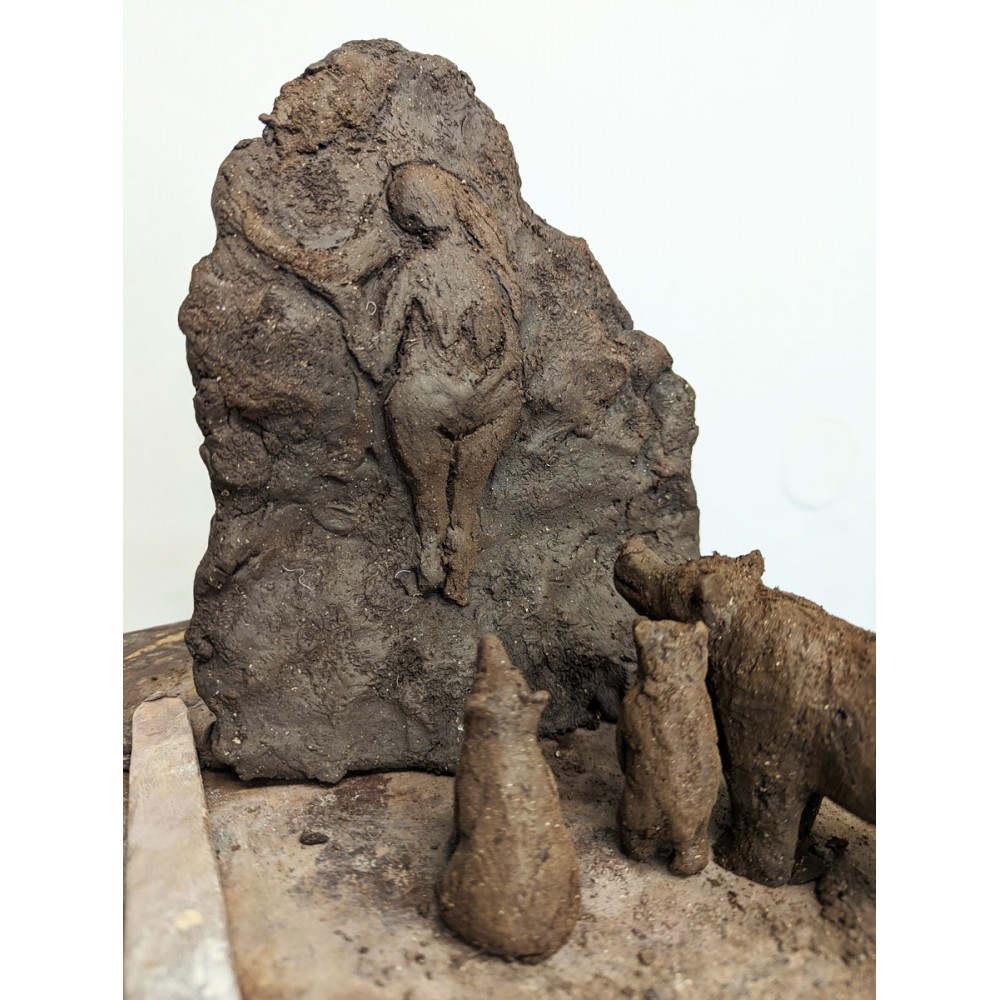 Sculpture en terre crue ours Préhistoire disponible en précommande bronze