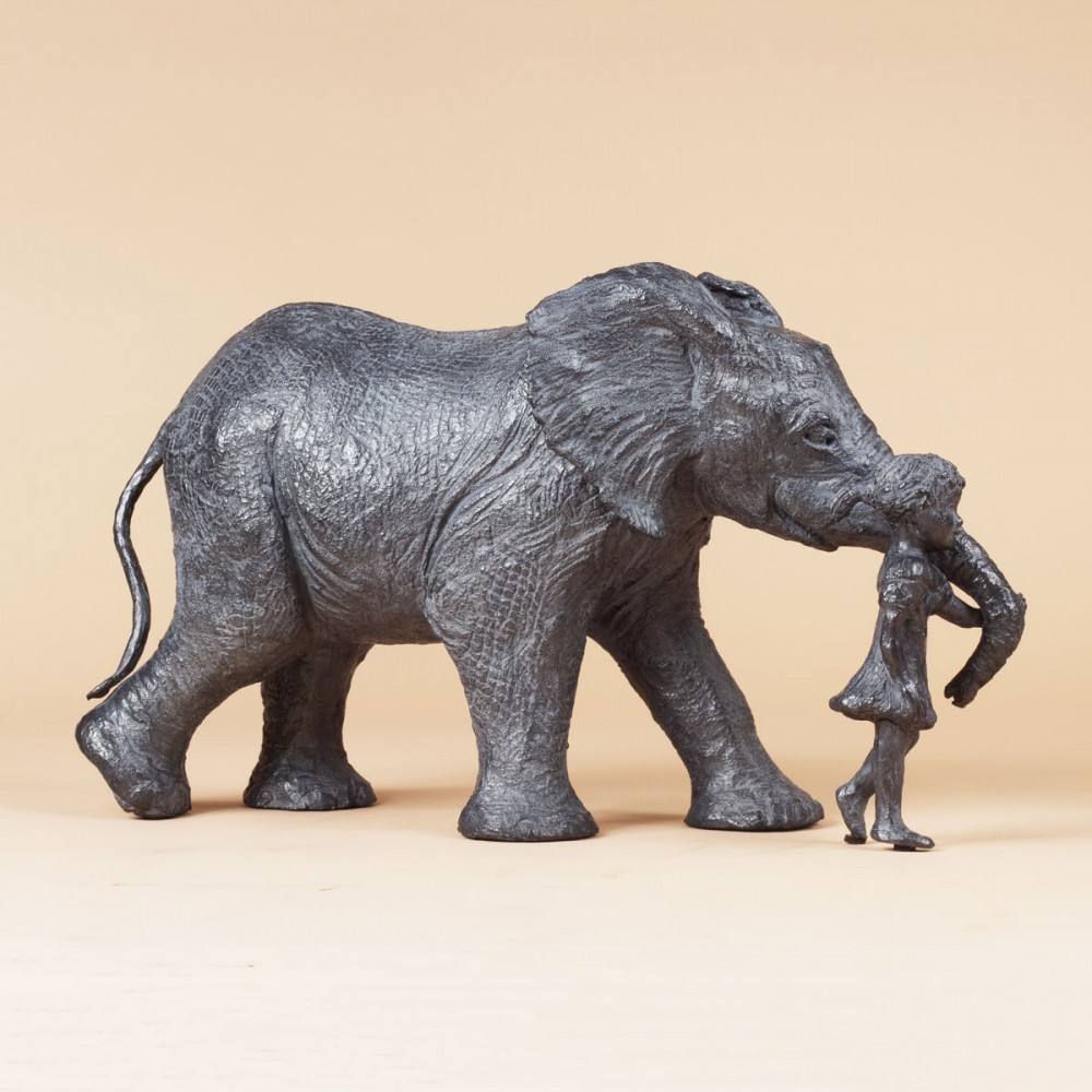 Sculpture bronze Together, statue animalière éléphant de Sophie Verger