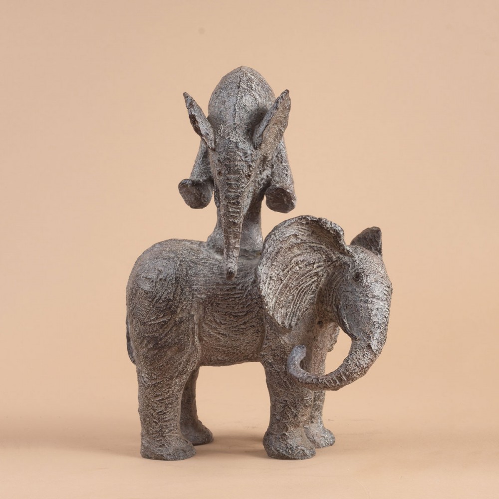 Sculpture bronze A SAUTE MOUTON, statue animalière éléphant de Sophie Verger