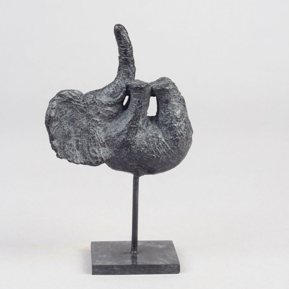 Detail 1 Bronze sculpture Small elephant on it’s back, animal statue by Sophie verger