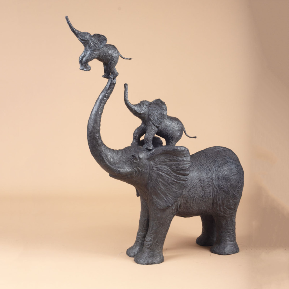 Sculpture bronze à chacun son tour, statue animalière éléphant de Sophie