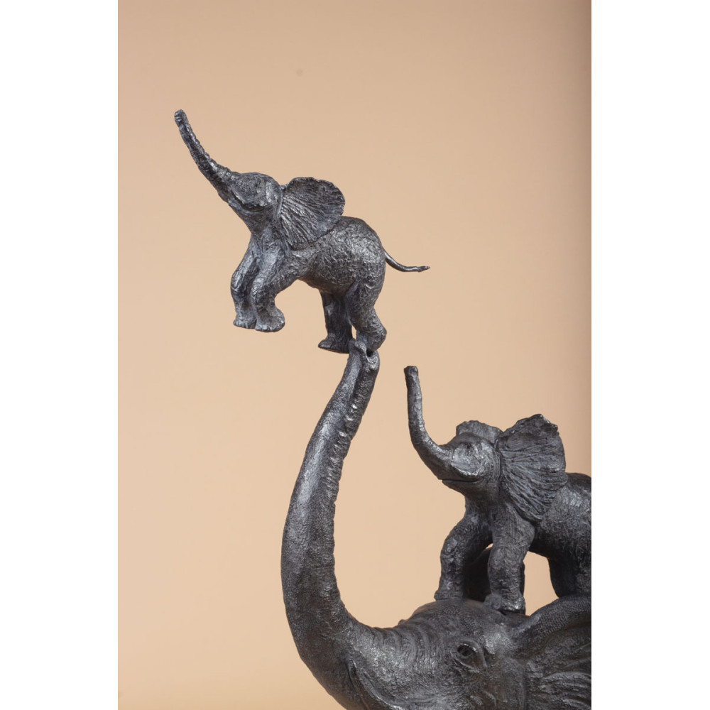 Détail 2 de la Sculpture bronze à chacun son tour, statue animalière éléphant de Sophie