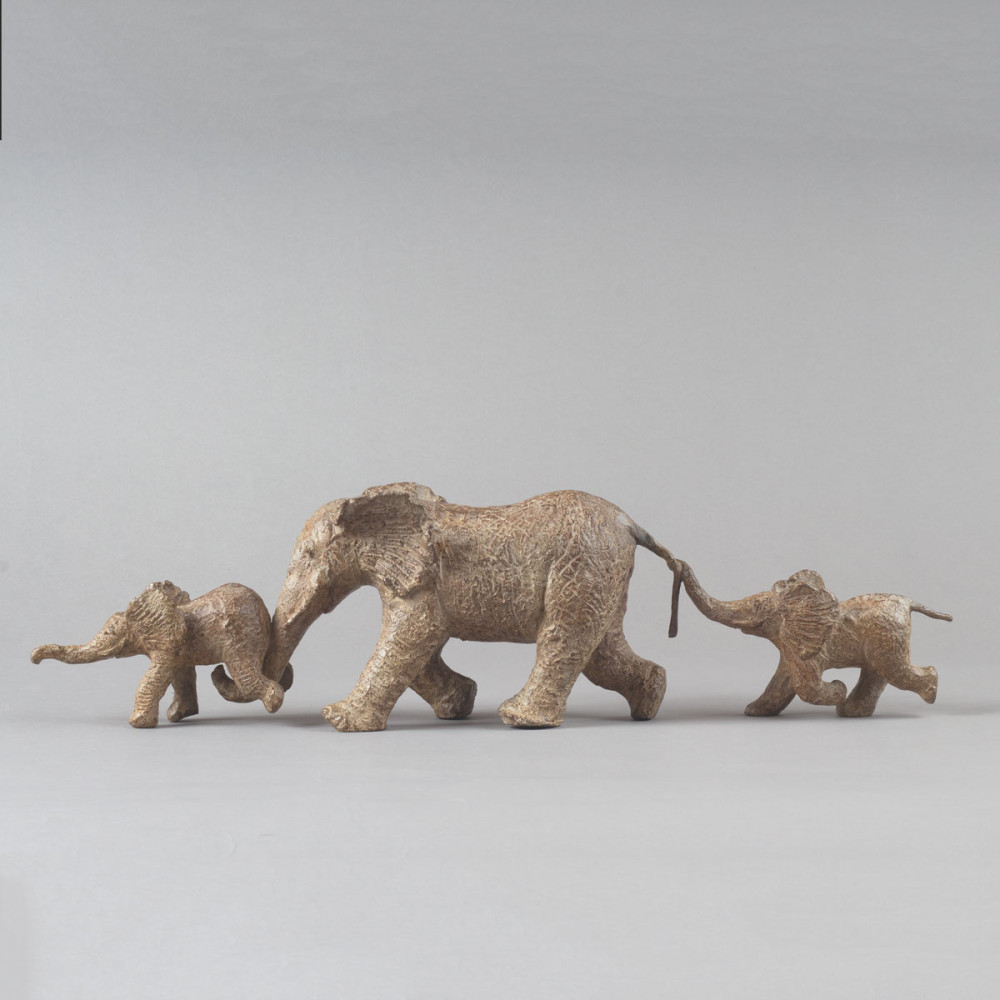 Sculpture bronze éléphant DANS LA SAVANNE, statue animalière éléphant de Sophie Verger