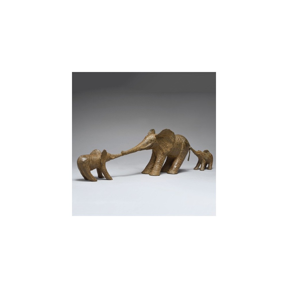 Le jeu de la corde 2, sculpture animalière bronze éléphant de Sophie Verger