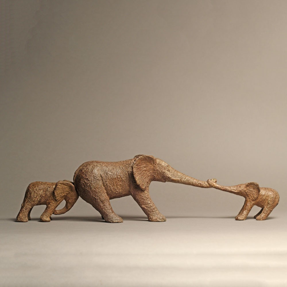 Allons jouer, sculpture animalière bronze éléphant de Sophie Verger
