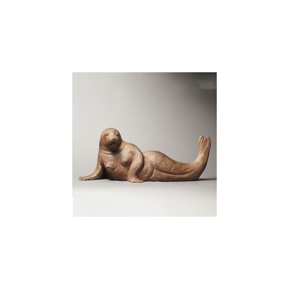 Sirène de Berck, sculpture animalière terre phoque de Sophie Verger