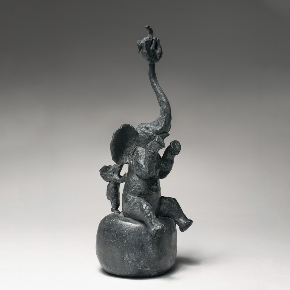 Trois éléphants acrobates, sculpture animalière bronze éléphant de Sophie Verger