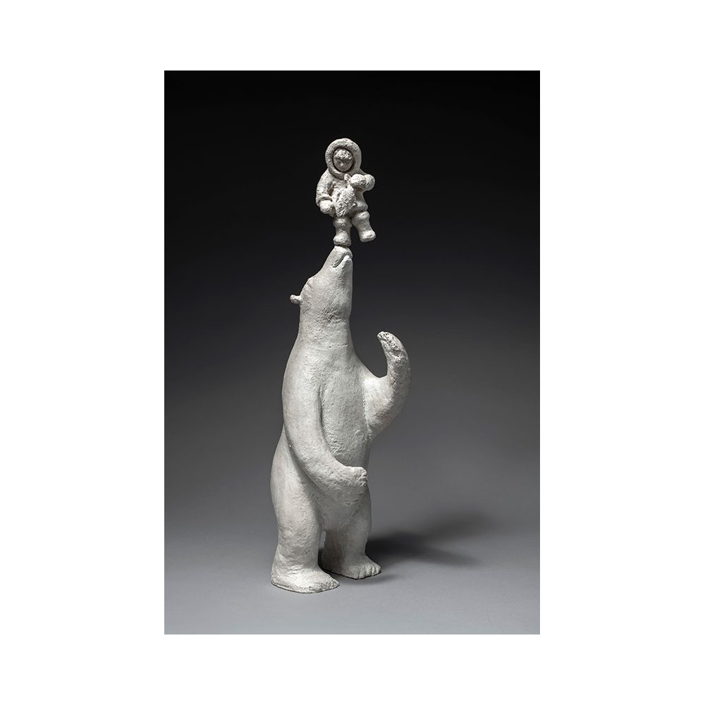 A Paul Emile Victor, sculpture animalière terre ours et enfants de Sophie Verger