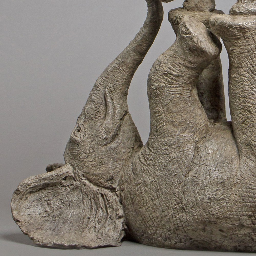 Tendres jeux, sculpture animalière bronze éléphant de Sophie Verger détail 5