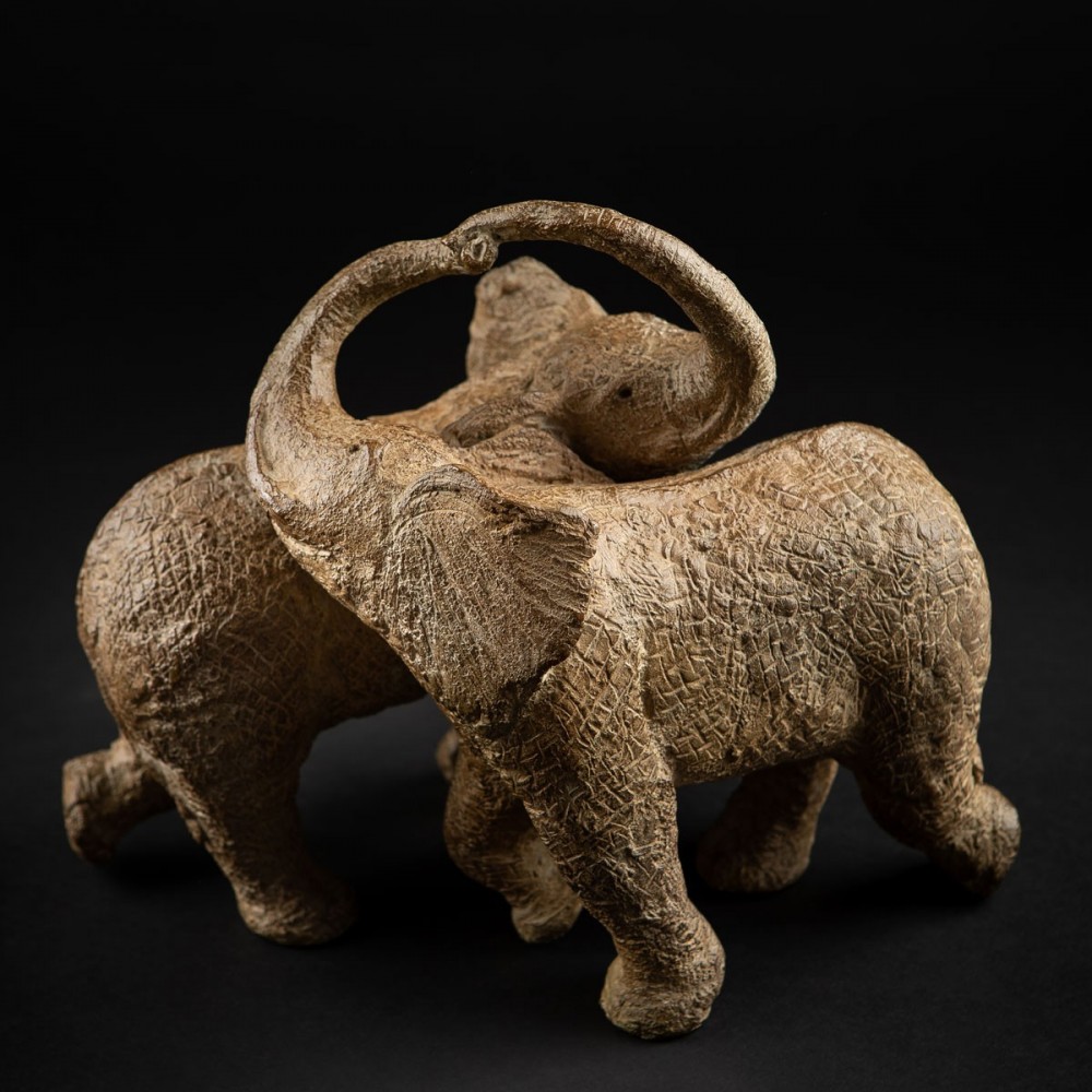 Tango africain, sculpture animalière bronze éléphant de Sophie Verger