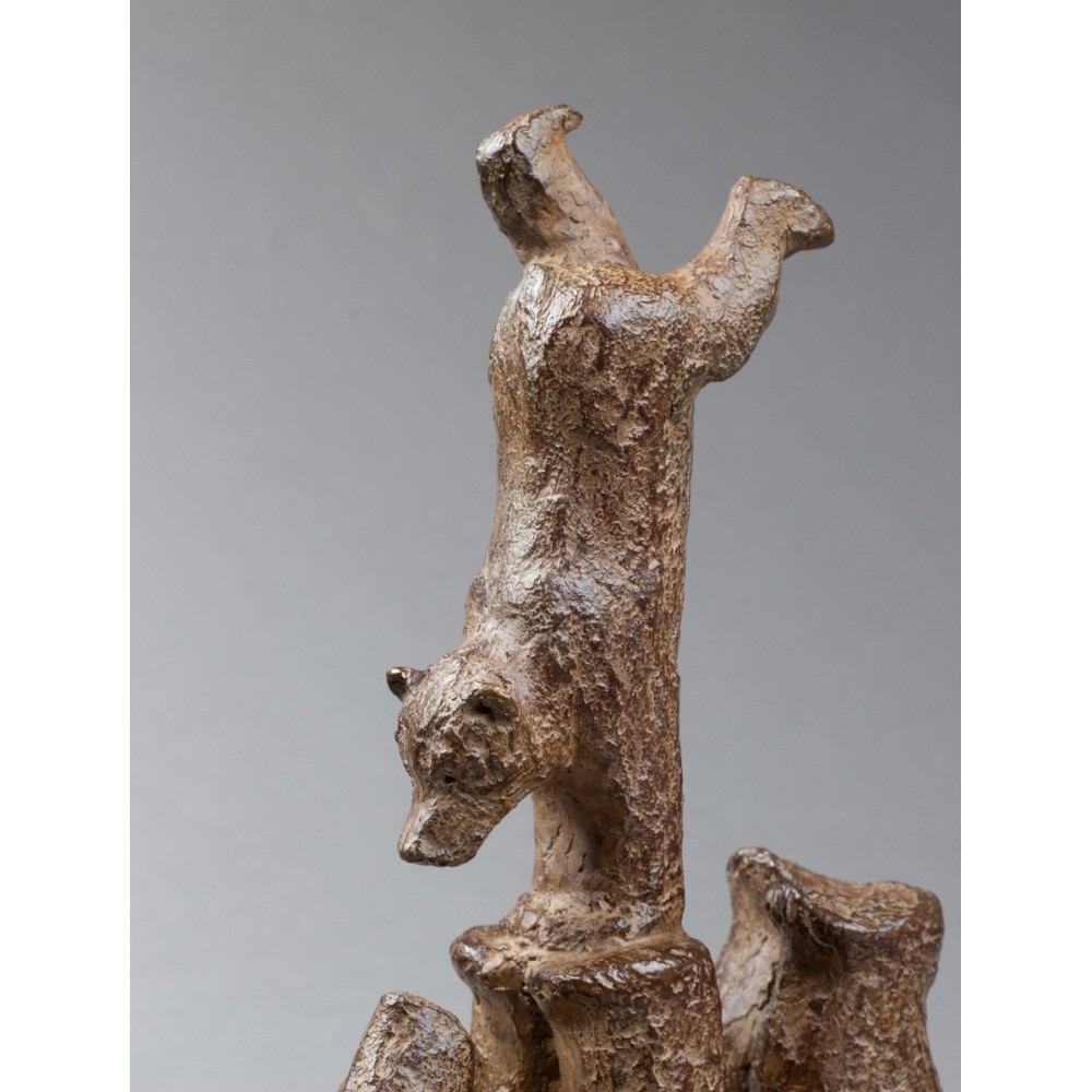 Ours et ourson, sculpture animalière bronze ours de Sophie Verger détail