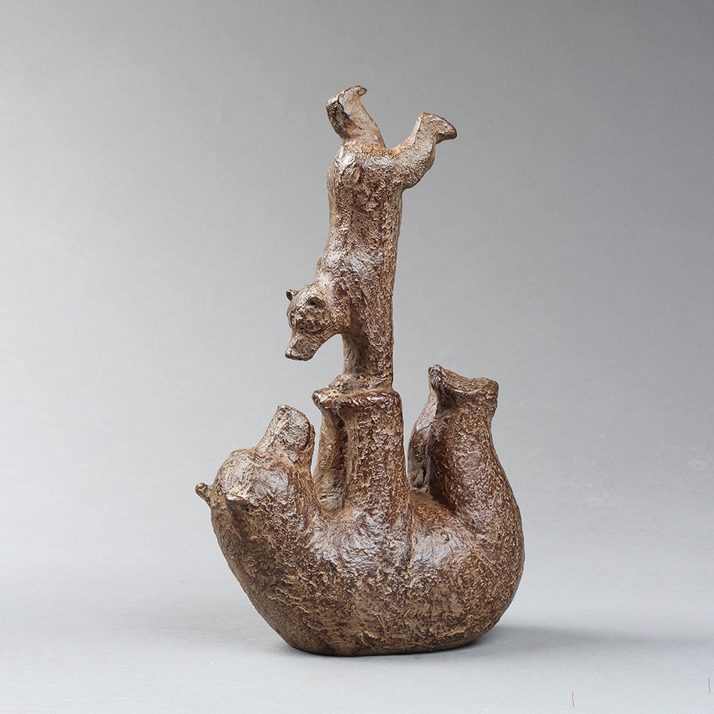 Ours et ourson, sculpture animalière bronze ours de Sophie Verger