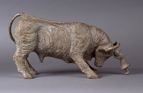 Sculpture bronze taureau LE PLUS FORT DES DEUX