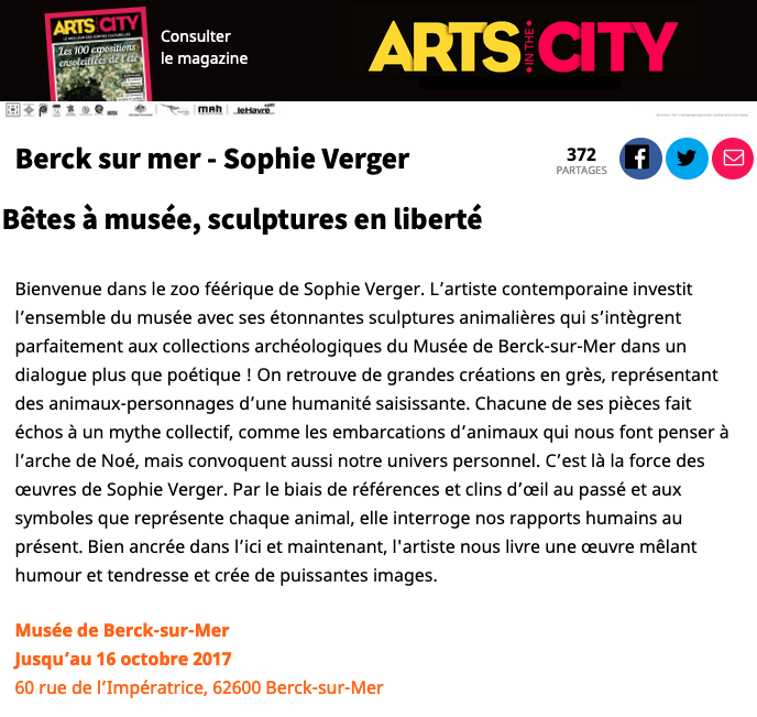 Bêtes à musée, sculptures en liberté -Berck sur mer - Sophie Verger dans Arts In The City